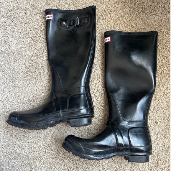 Hunter Original Gloss Black Tall Rain Boots Women's Size 6 Waterproof - Picture 2 of 6
